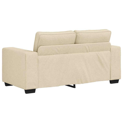 3-teiliges Sofa-Set mit Kissen, cremefarbener Stoff
