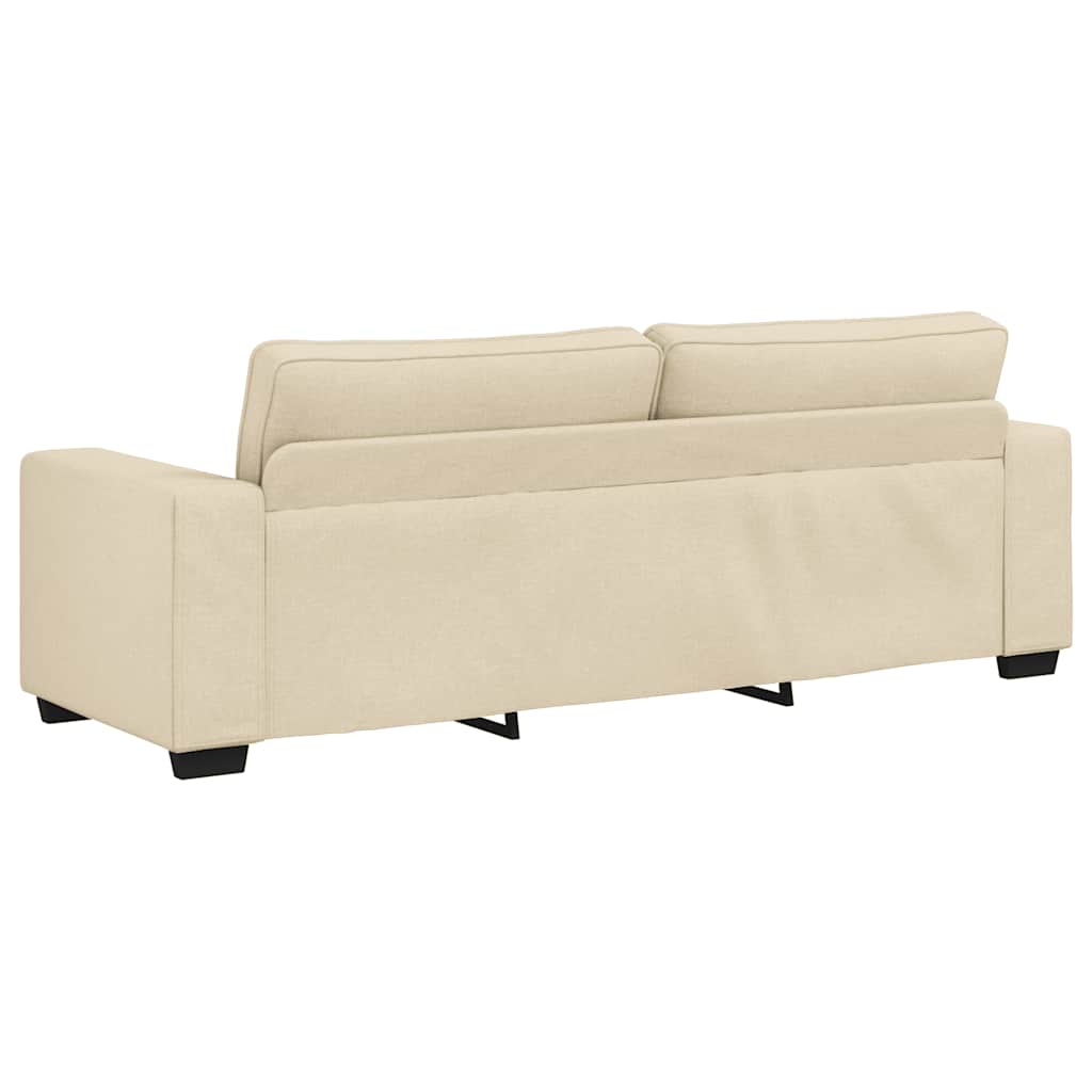 3-teiliges Sofa-Set mit Kissen, cremefarbener Stoff