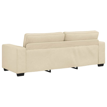 3-teiliges Sofa-Set mit Kissen, cremefarbener Stoff