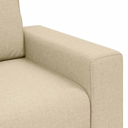 3-teiliges Sofa-Set mit Kissen, cremefarbener Stoff