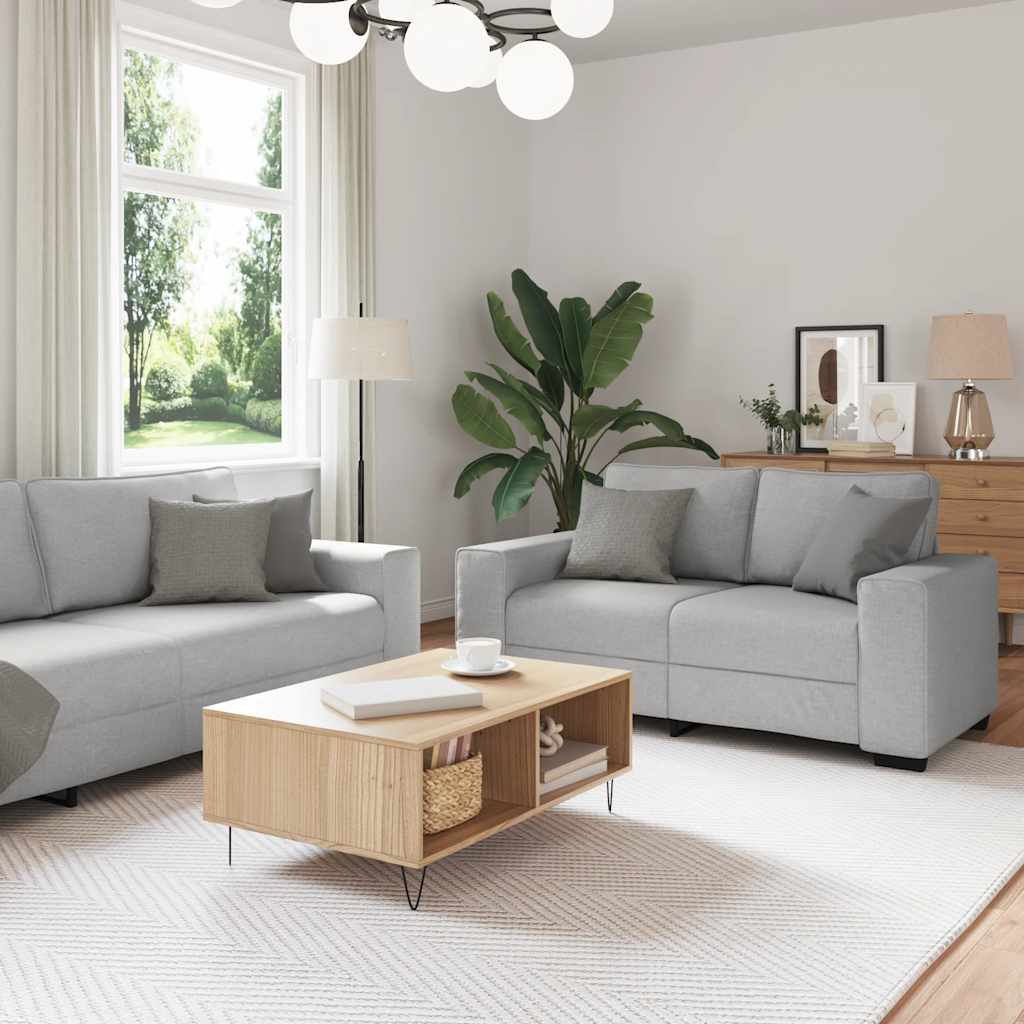 3-teiliges Sofa-Set mit Kissen, wolkengrauer Stoff