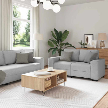 3-teiliges Sofa-Set mit Kissen, wolkengrauer Stoff