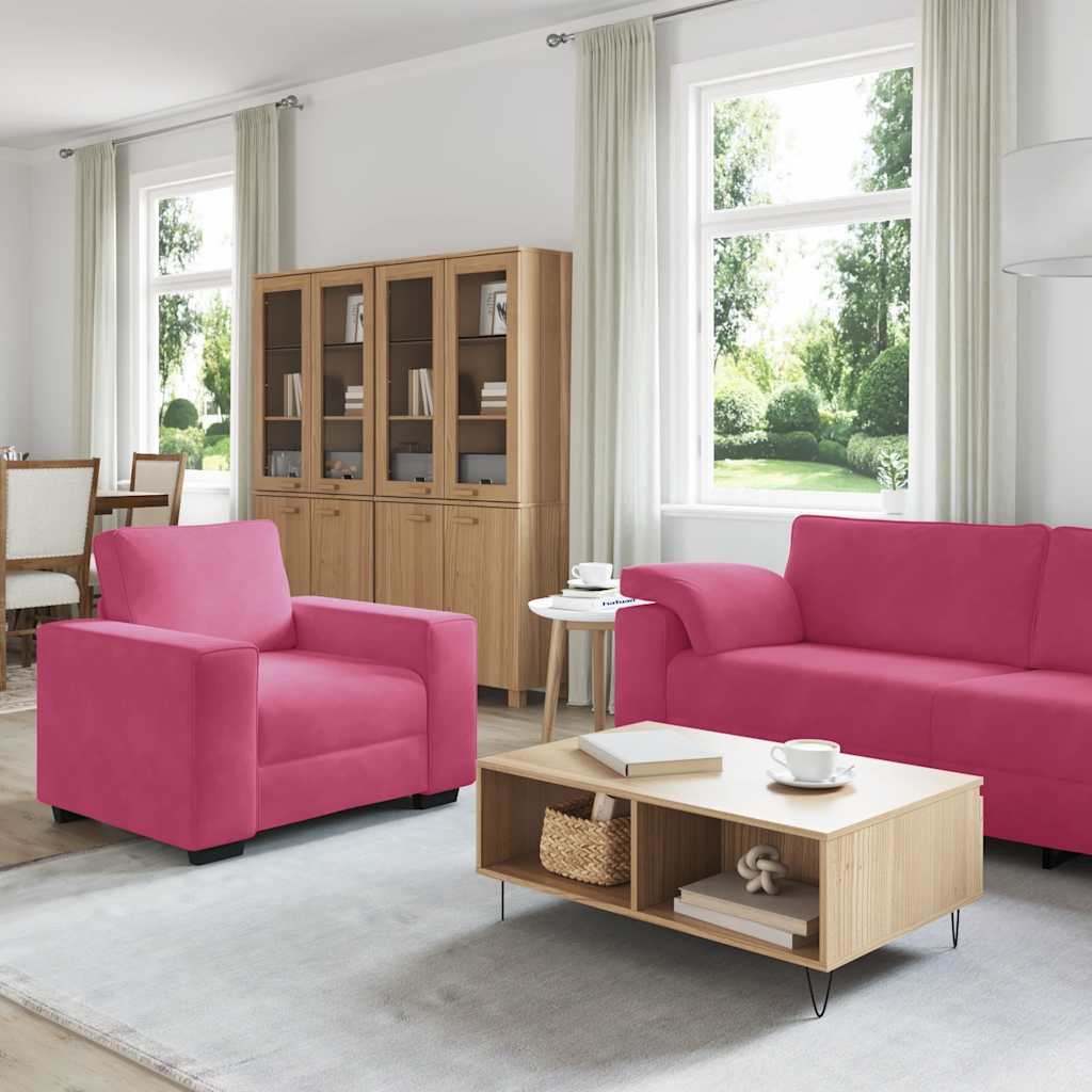 3-tlg. Sofagarnitur mit Kissen Weinrot Samt