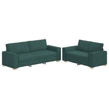 2-teiliges Sofa-Set mit Kissen, dunkelgrüner Stoff
