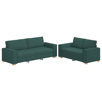 2-teiliges Sofa-Set mit Kissen, dunkelgrüner Stoff