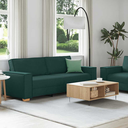 2-teiliges Sofa-Set mit Kissen, dunkelgrüner Stoff