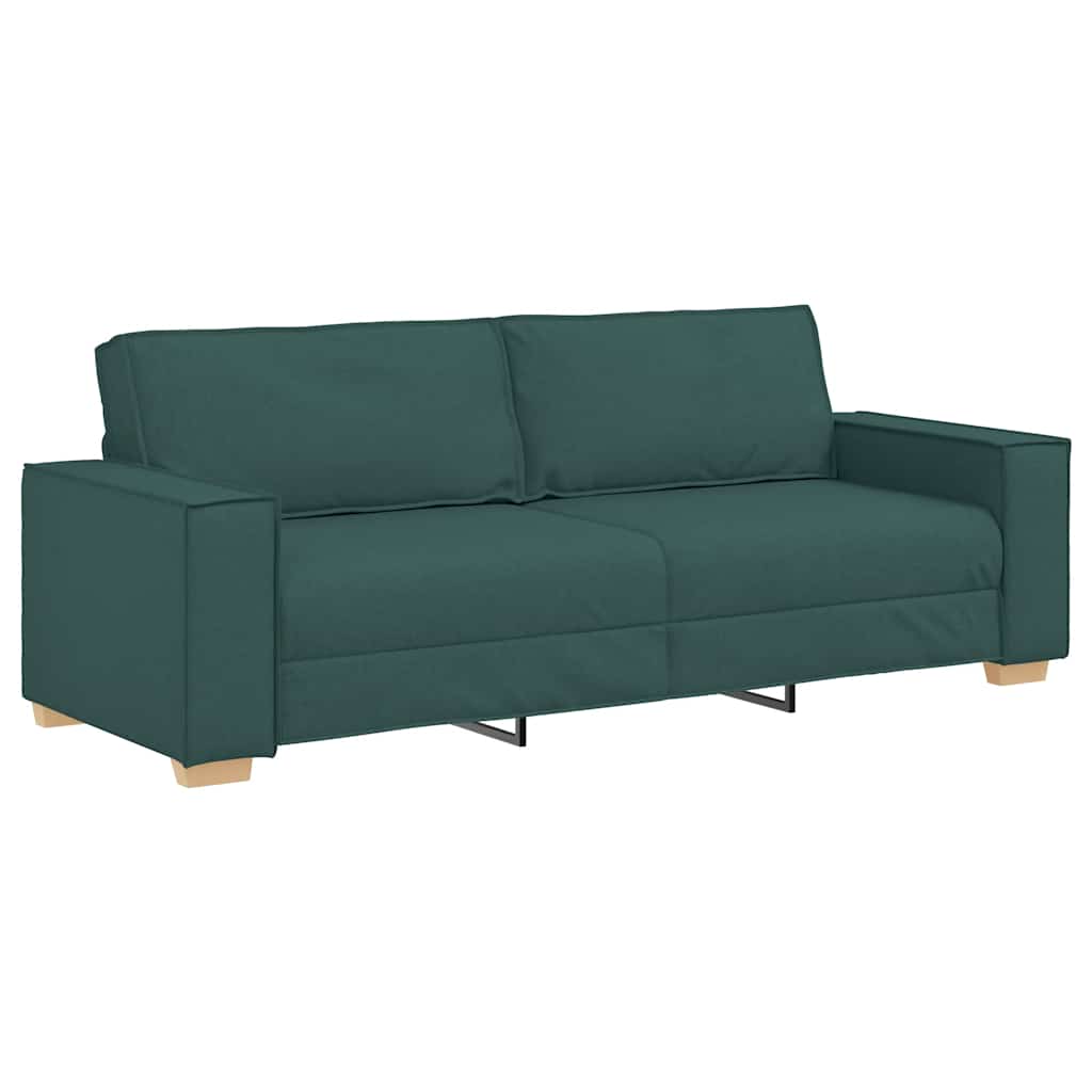 2-teiliges Sofa-Set mit Kissen, dunkelgrüner Stoff