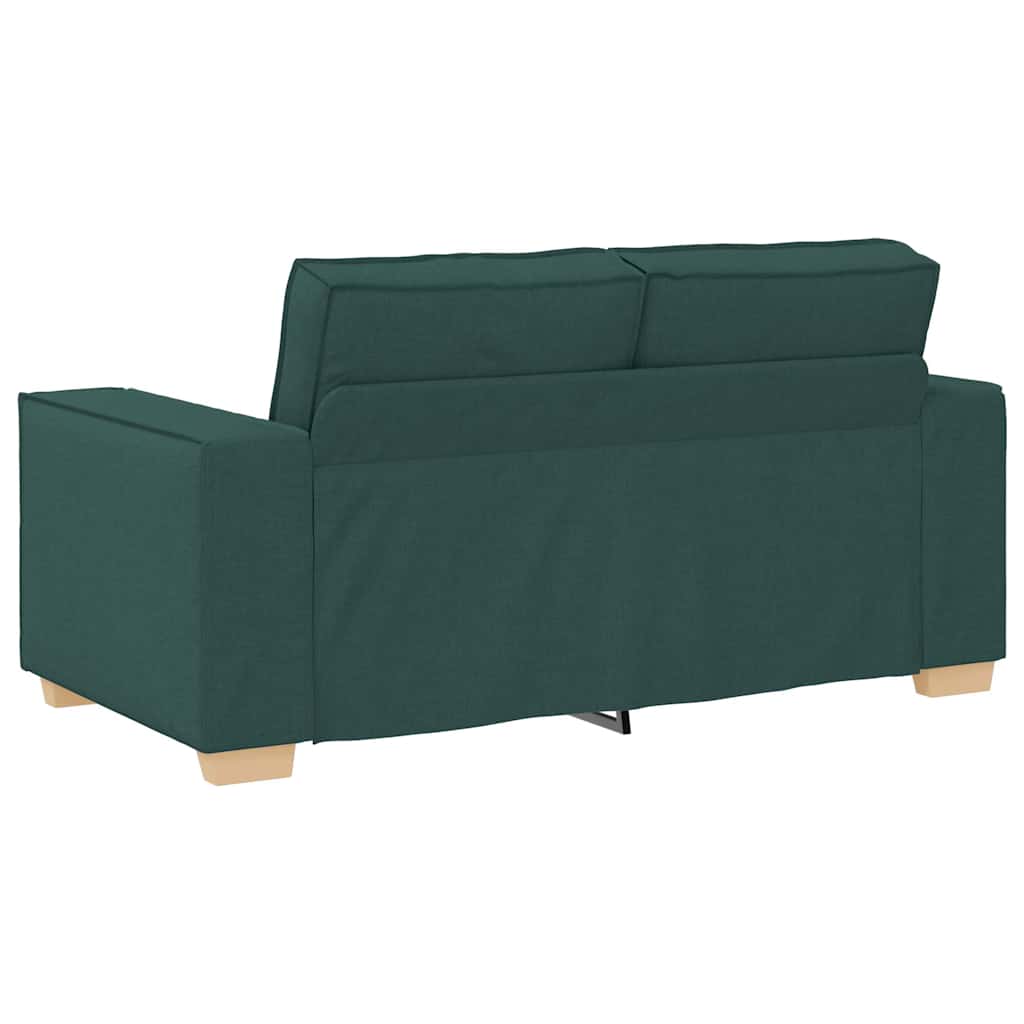 2-teiliges Sofa-Set mit Kissen, dunkelgrüner Stoff