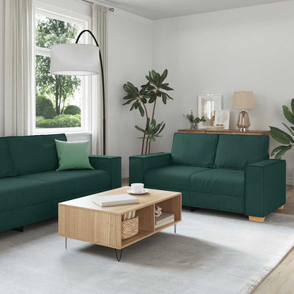 2-teiliges Sofa-Set mit Kissen, dunkelgrüner Stoff