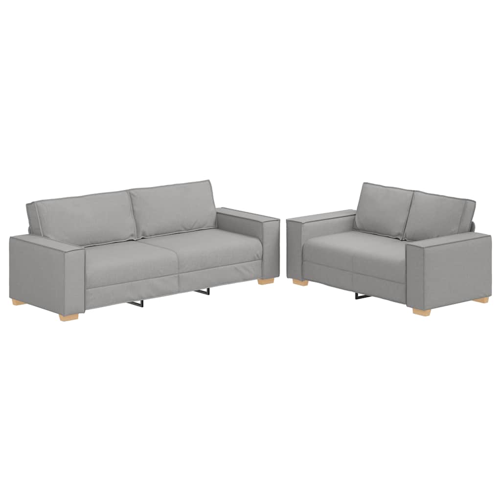 2-teiliges Sofa-Set mit Kissen, wolkengrauer Stoff