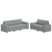 2-teiliges Sofa-Set mit Kissen, hellgrauer Stoff
