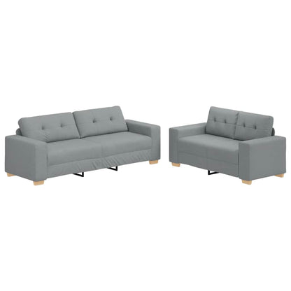 2-teiliges Sofa-Set mit Kissen, hellgrauer Stoff