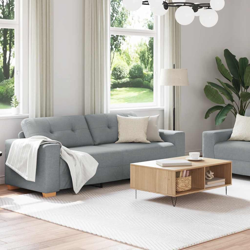 2-teiliges Sofa-Set mit Kissen, hellgrauer Stoff