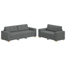 2-teiliges Sofa-Set mit Kissen, dunkelgrauer Stoff