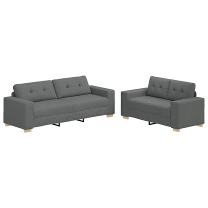 2-teiliges Sofa-Set mit Kissen, dunkelgrauer Stoff