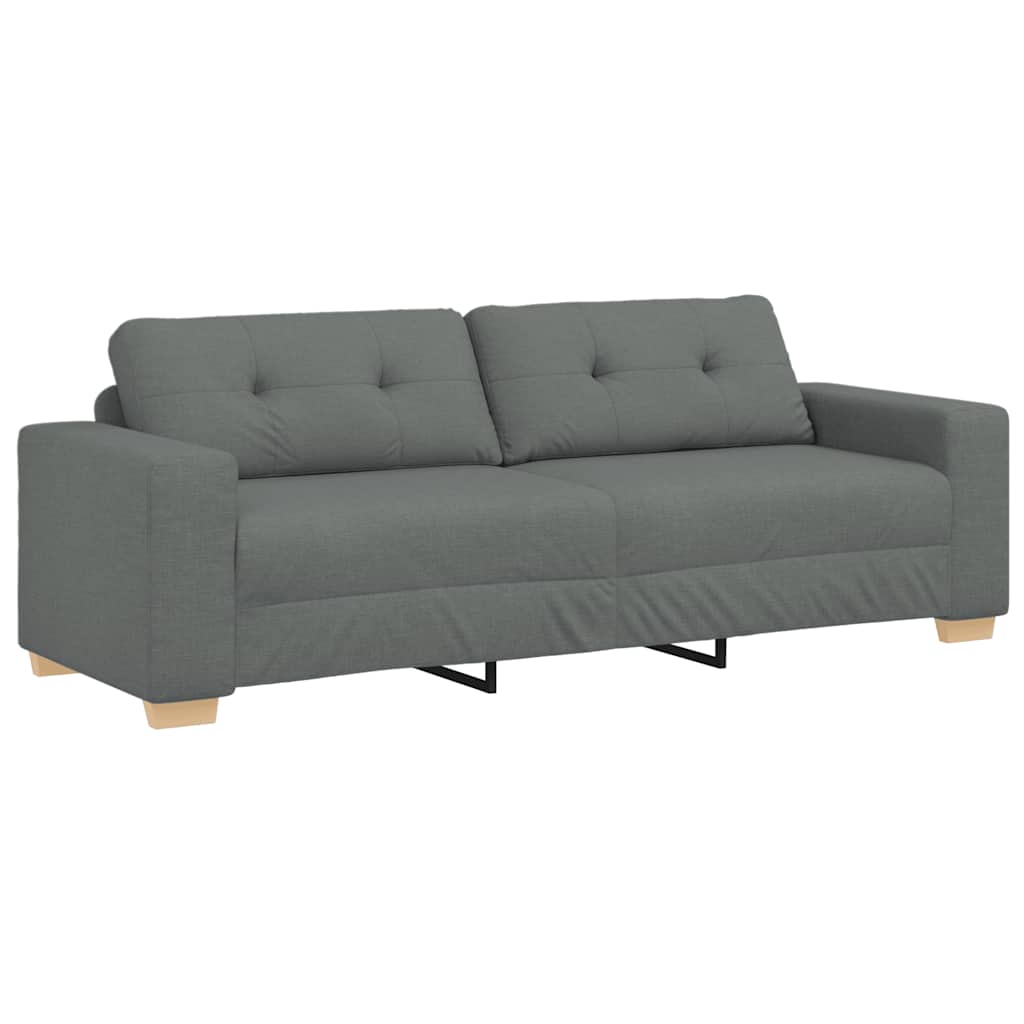 2-teiliges Sofa-Set mit Kissen, dunkelgrauer Stoff