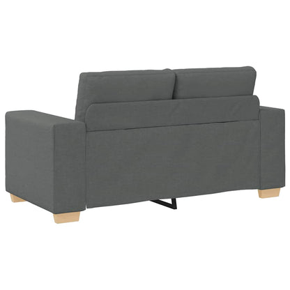 2-teiliges Sofa-Set mit Kissen, dunkelgrauer Stoff