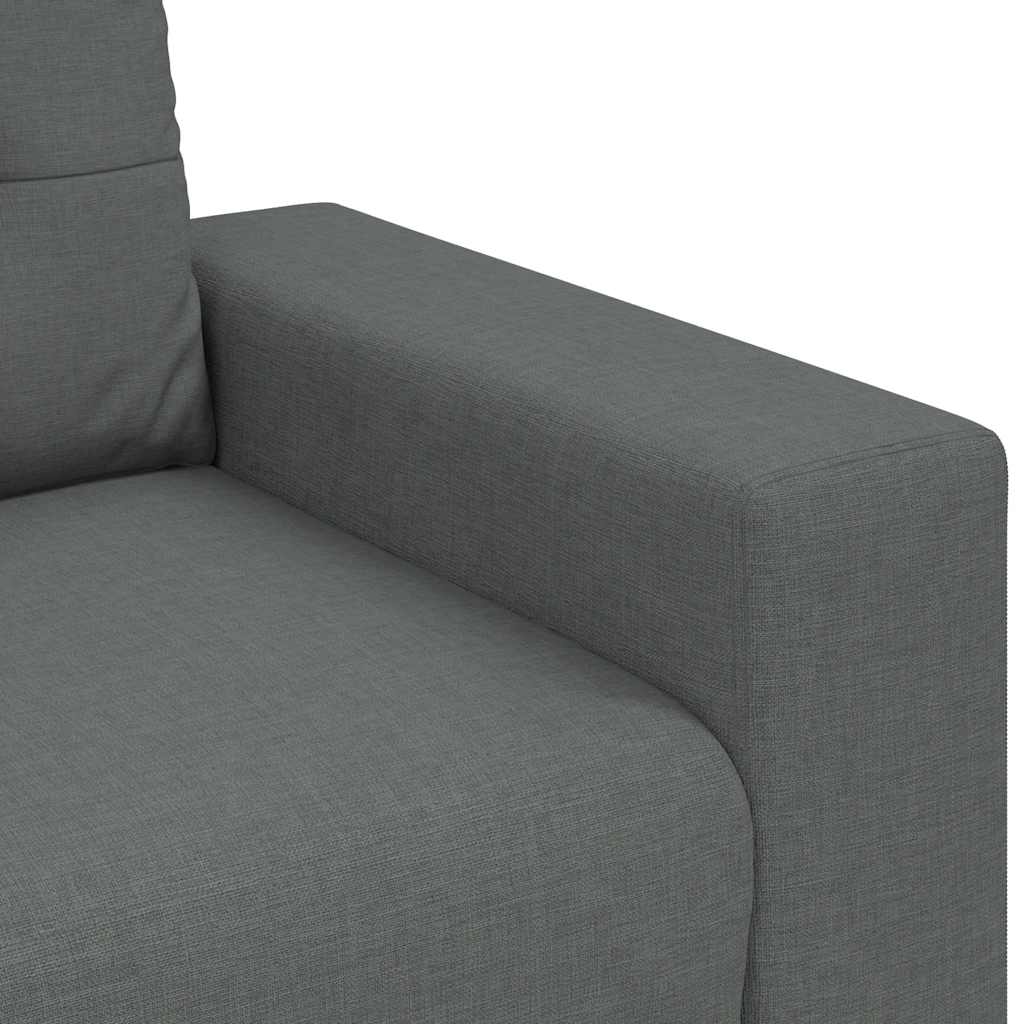 2-teiliges Sofa-Set mit Kissen, dunkelgrauer Stoff