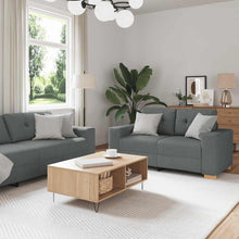 2-teiliges Sofa-Set mit Kissen, dunkelgrauer Stoff