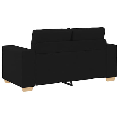 2-teiliges Sofa-Set mit Kissen, schwarzer Stoff