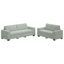 2-teiliges Sofa-Set mit Kissen, hellgrauer Samt