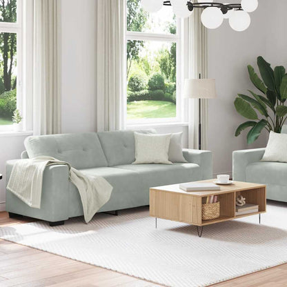 2-teiliges Sofa-Set mit Kissen, hellgrauer Samt
