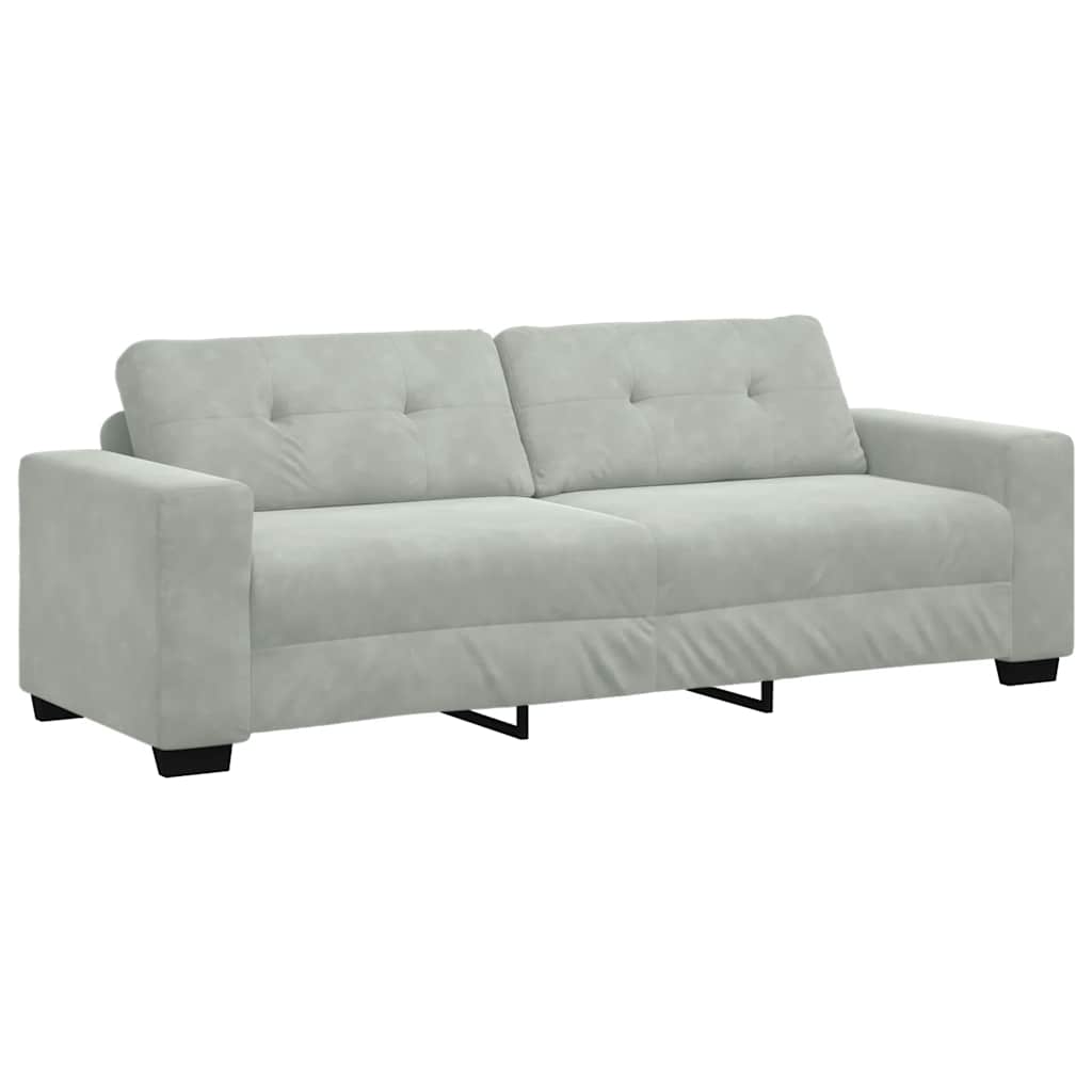2-teiliges Sofa-Set mit Kissen, hellgrauer Samt