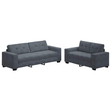 2-teiliges Sofa-Set mit Kissen, dunkelgrauer Samt