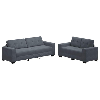 2-teiliges Sofa-Set mit Kissen, dunkelgrauer Samt
