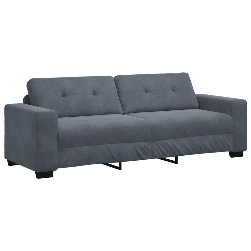 2-teiliges Sofa-Set mit Kissen, dunkelgrauer Samt