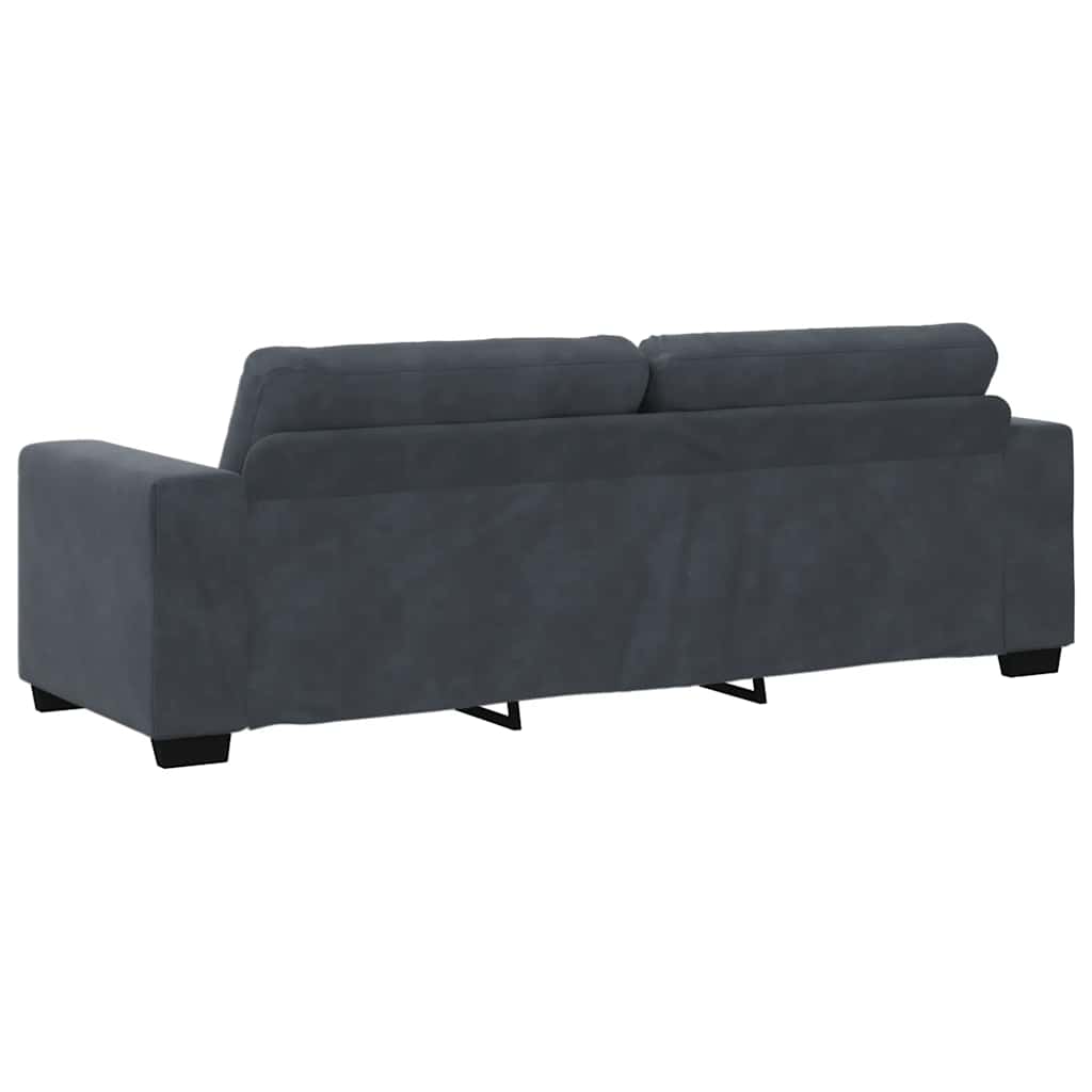 2-teiliges Sofa-Set mit Kissen, dunkelgrauer Samt