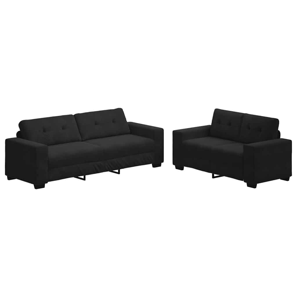 2-teiliges Sofa-Set mit Kissen, schwarzer Samt