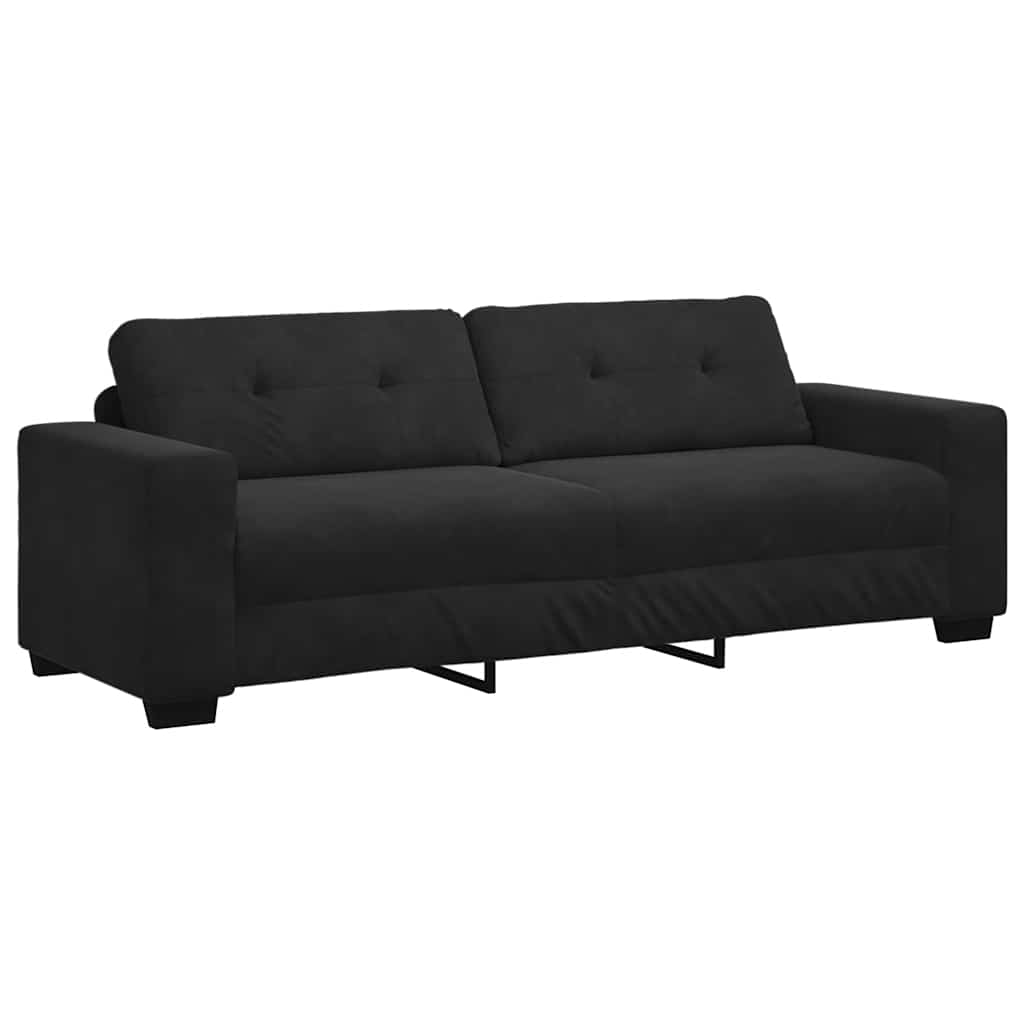 2-teiliges Sofa-Set mit Kissen, schwarzer Samt