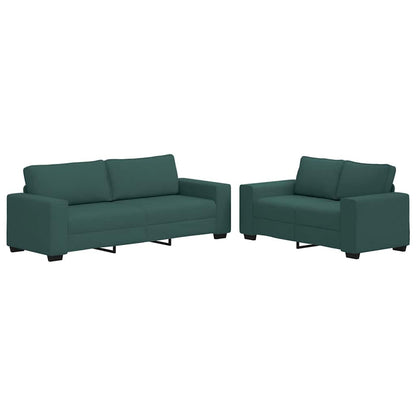 2-teiliges Sofa-Set mit Kissen, dunkelgrüner Stoff