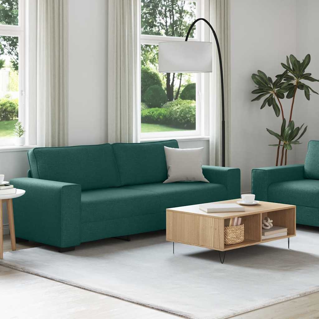 2-teiliges Sofa-Set mit Kissen, dunkelgrüner Stoff