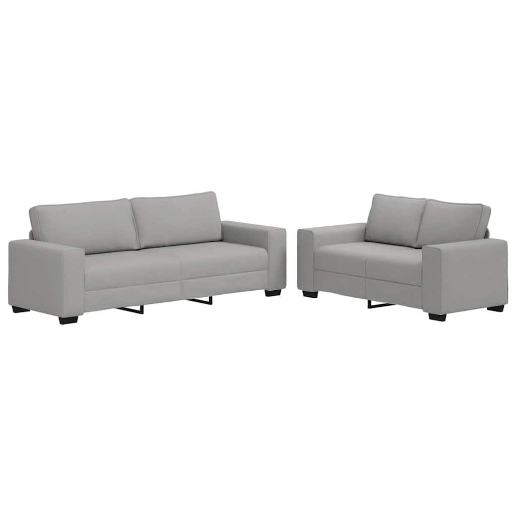 2-teiliges Sofa-Set mit Kissen, wolkengrauer Stoff