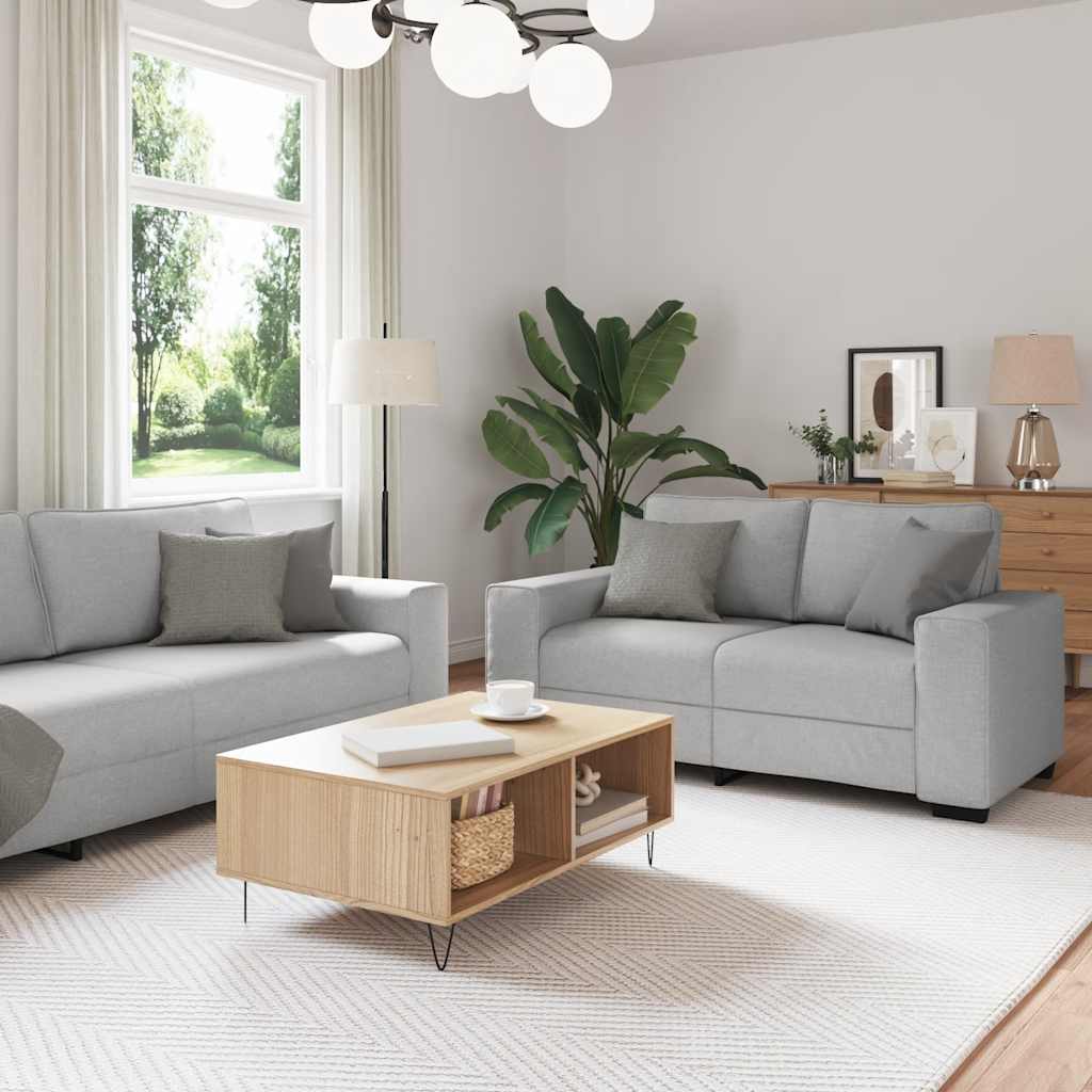 2-teiliges Sofa-Set mit Kissen, wolkengrauer Stoff