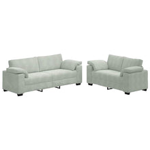 2-teiliges Sofa-Set mit Kissen, hellgrauer Samt