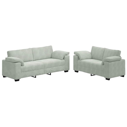 2-teiliges Sofa-Set mit Kissen, hellgrauer Samt
