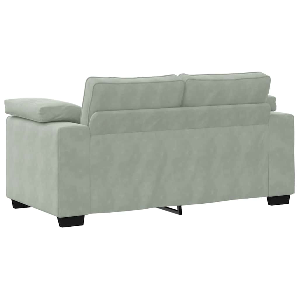 2-teiliges Sofa-Set mit Kissen, hellgrauer Samt