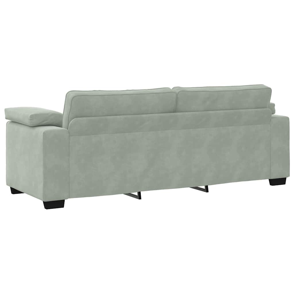 2-teiliges Sofa-Set mit Kissen, hellgrauer Samt