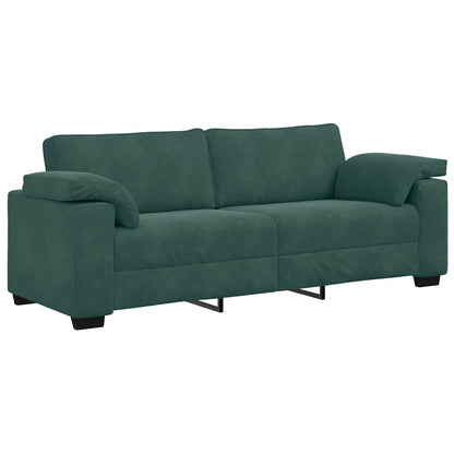 2-teiliges Sofa-Set mit Kissen, dunkelgrüner Samt