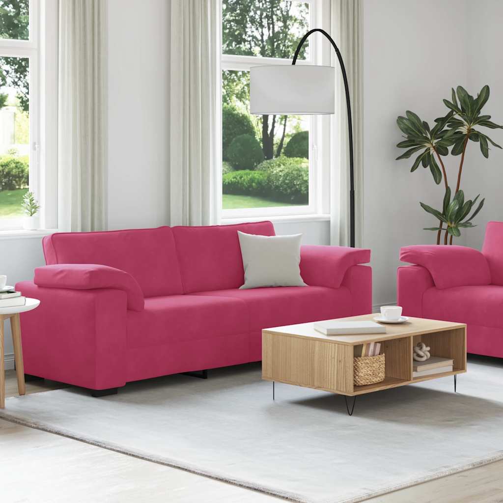 2-teiliges Sofa-Set mit Kissen, weinroter Samt