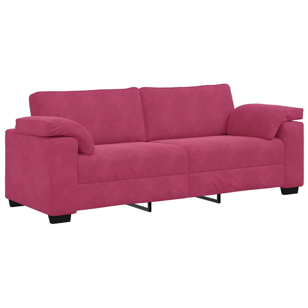 2-teiliges Sofa-Set mit Kissen, weinroter Samt
