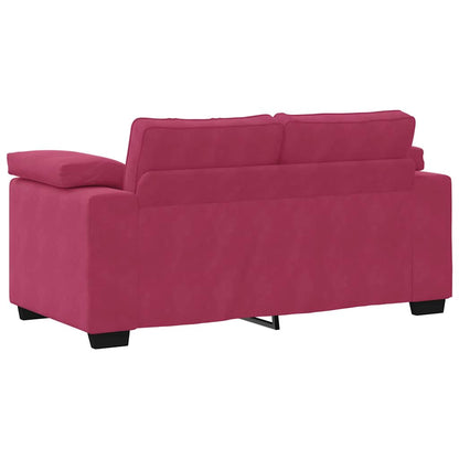 2-teiliges Sofa-Set mit Kissen, weinroter Samt