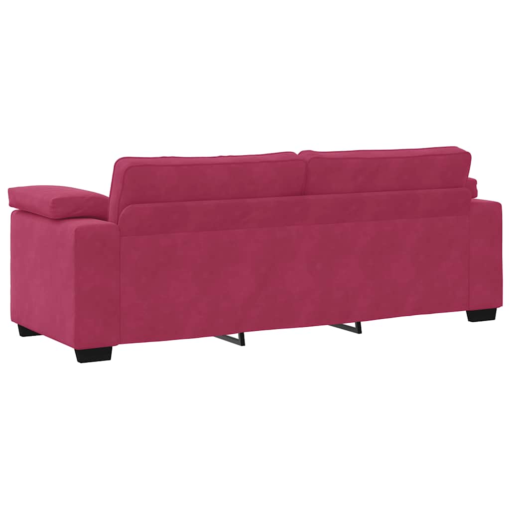 2-teiliges Sofa-Set mit Kissen, weinroter Samt
