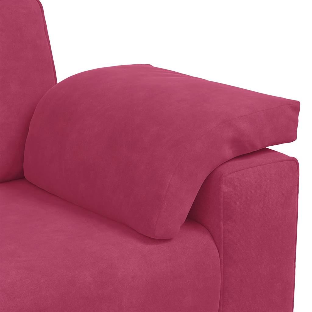 2-teiliges Sofa-Set mit Kissen, weinroter Samt
