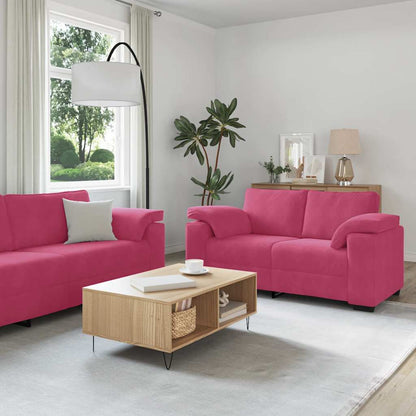 2-teiliges Sofa-Set mit Kissen, weinroter Samt