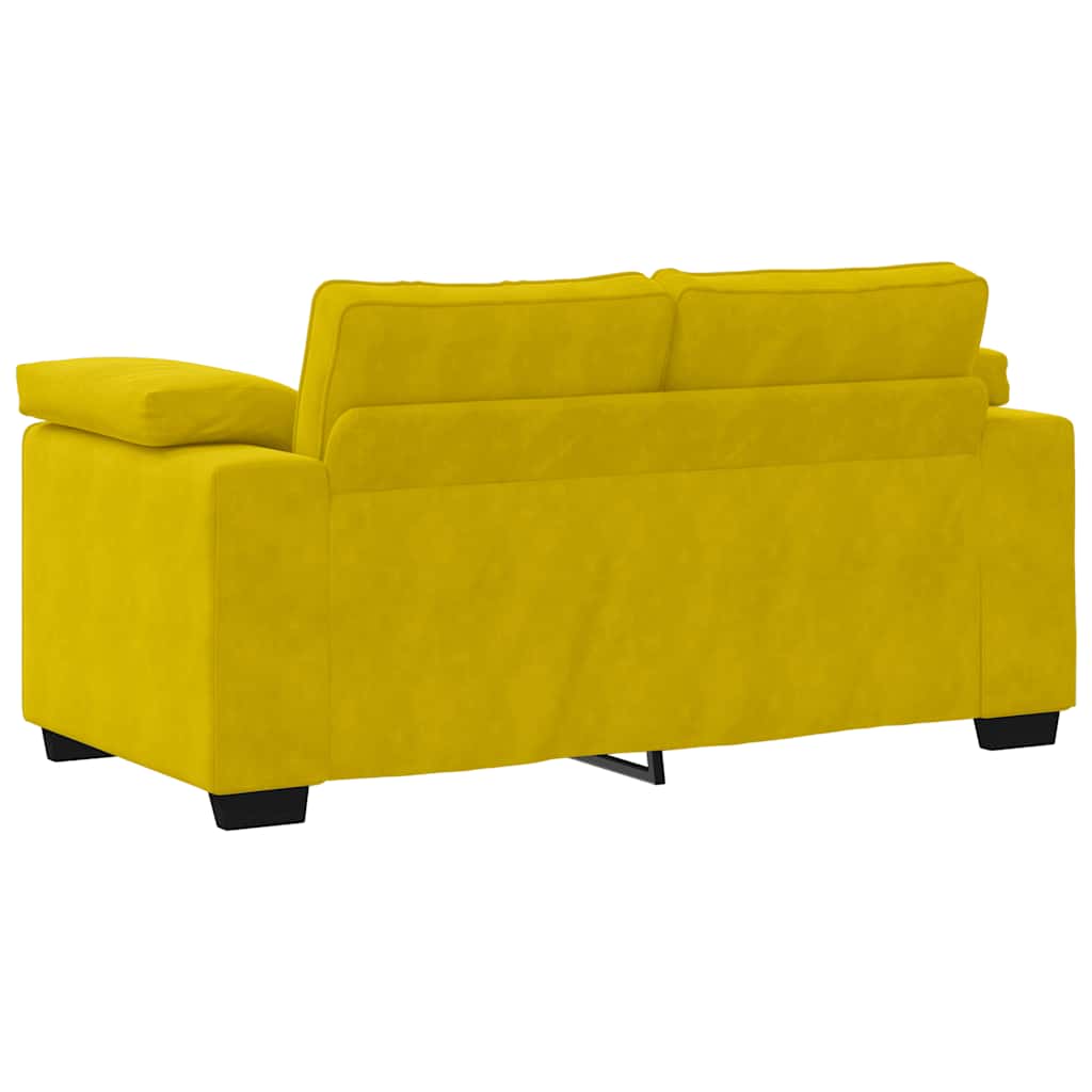 2-teiliges Sofa-Set mit Kissen, gelber Samt