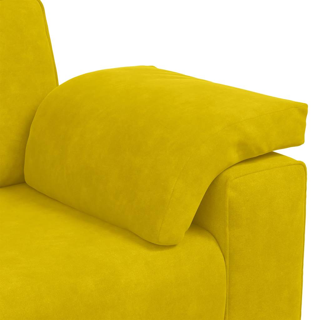 2-teiliges Sofa-Set mit Kissen, gelber Samt